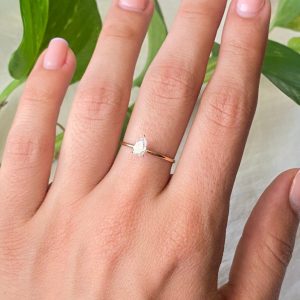 انگشتر طلا سولیتر تک نگین اشک 511053 - اتمام موجودی