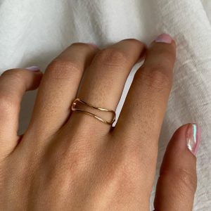 انگشتر طلا مینیمال دو ردیفه خطی 111049 - اتمام موجودی