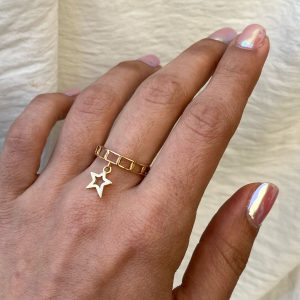 انگشتر طلا مینیمال آویز دار ستاره 511034 - اتمام موجودی