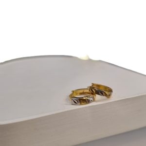 گوشواره طلا امگا نراش دار دو رنگ 121576 - اتمام موجودی