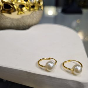گوشواره طلا حلقه ای مروارید دار 121453 - اتمام موحودی
