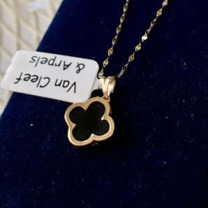 پلاک آویز طلا ونکلیف سنگ مشکی 145694 - اتمام موجودی