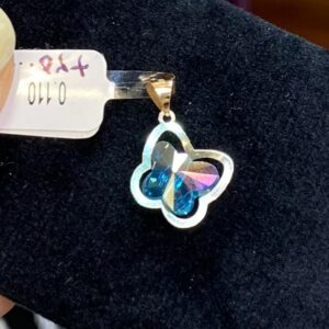 پلاک طلا سواروسکی پروانه آبی 145590