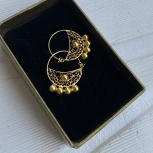 گوشواره طلا حلقه ای با آویز ملیله 127098
